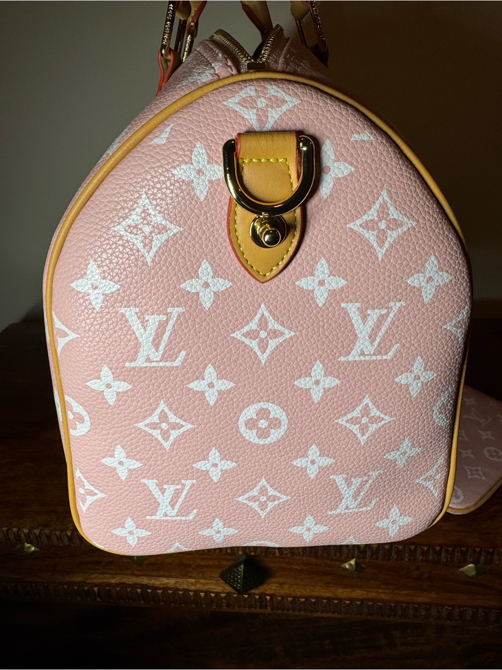 Pink Satchel with Tan Trims. No Brand. - Picture 9 of 10